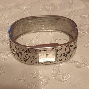 Goldtone Live Laugh Love Cuff Watch
